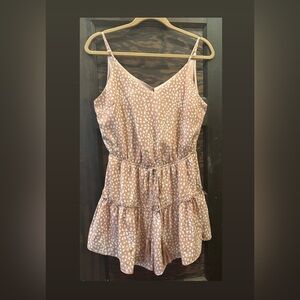 She + Sky Pink and White Romper